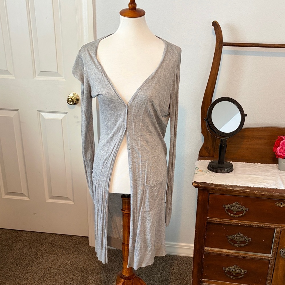 Gray Women's Long Cardigan